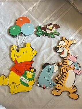 Set of vintage Winnie the Pooh Wooden Wall Decorations